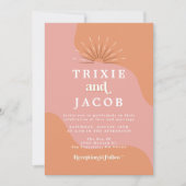 TRIXIE レトロなアーチ型写真ボヘミアングルーヴィーウェディング 招待状 (正面)