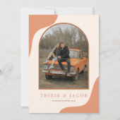 TRIXIE レトロなアーチ型写真ボヘミアングルーヴィーウェディング 招待状 (裏面)