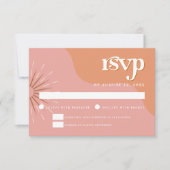 TRIXIE レトロ ピンク オレンジ 70年代 テーマ ウェディング RSVP 招待状 (正面)