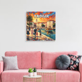 Trogir Waterfront Sunset Promenade Canvas キャンバスプリント (インサイチュ (リビング))