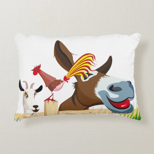 Trois animaux de ferme sur votre coussin アクセントクッション (正面)