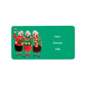 Trois femmes âgées drôles en pulls de Noël festifs ラベル (正面)