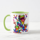 Trois grenouilles joyeuses aux couleurs éclatantes マグカップ (左)