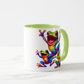 Trois grenouilles joyeuses aux couleurs éclatantes マグカップ (正面右)