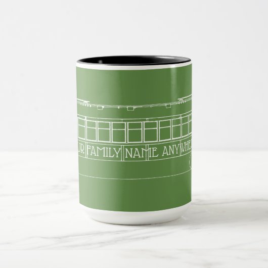 TROLLEYあなたの家族の名前または文字列車バスヴィンテージ マグカップ (中央)