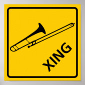 Trombone Crossing Highway Sign ポスター (正面)