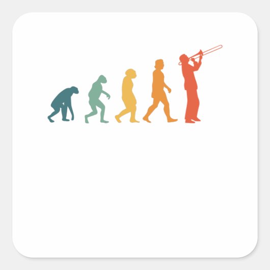 Trombone Evolution Retro Concert Band Trombonist スクエアシール (正面)