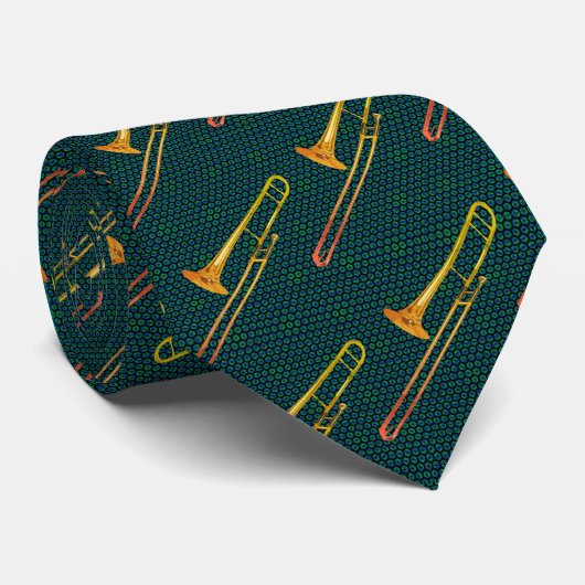 Trombone Green Neck Tie ネクタイ (ロール)