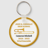 Trombone High School Band Gold Personalized キーホルダー (正面)