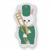 Trombone Marching Band Rabbit Green and Gold シール (正面)