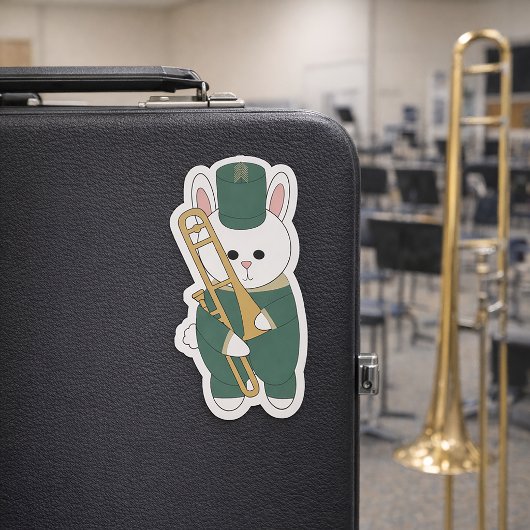 Trombone Marching Band Rabbit Green and Gold シール
