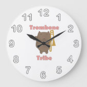 Trombone Tribe Brown Cat ラージ壁時計 (正面)