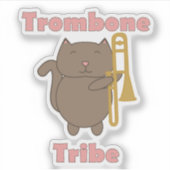 Trombone Tribe Cute Brown Cat Pink Letters シール (正面)