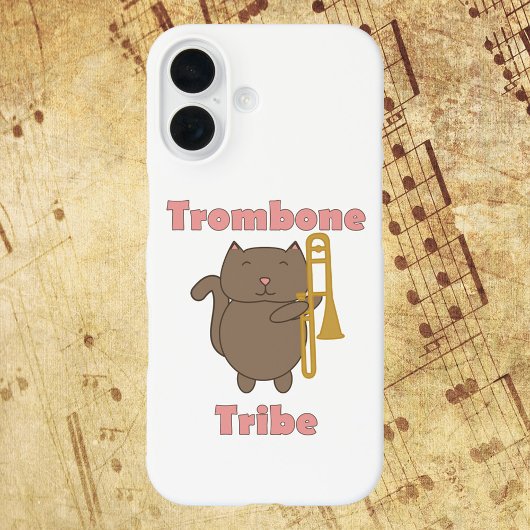Trombone Tribe Cute Cat Musician Pink Case-Mate iPhoneケース