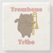 Trombone Tribe Kawaii Kitty Cat Pink Letters ストーンコースター (正面)