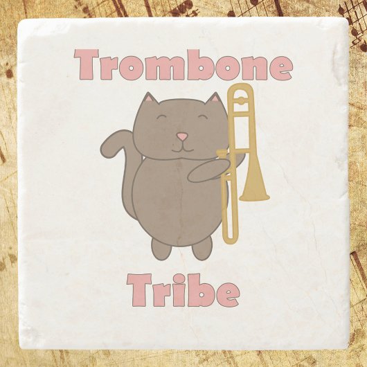 Trombone Tribe Kawaii Kitty Cat Pink Letters ストーンコースター