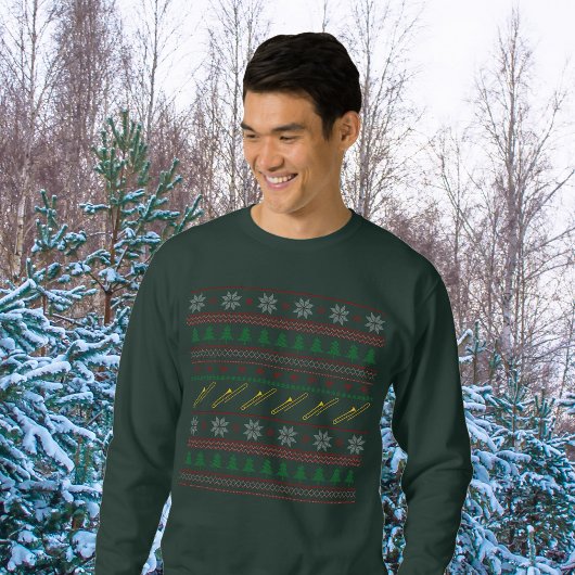 Trombone Ugly Christmas Sweater Pattern Sweatshirt スウェットシャツ
