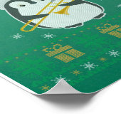 Trombone Ugly Christmas Sweater Penguin Xmas Famil ポスター (角)