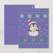 Trombone Ugly Christmas Sweater Penguin Xmas Famil ポストカード (正面/裏面)