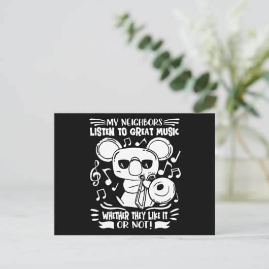 Trombonist Trombone Player Koala With Trombone ポストカード (スタンド正面)