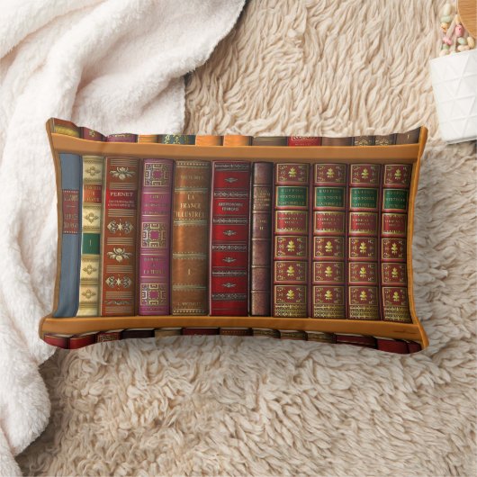 Trompe -クラシカルな本の図書館のl ' oeil ランバークッション (ブランケット)