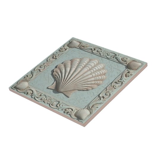 Trompe L'oeil Marine Life Clam Shell ID1190d タイル (側面)
