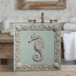 Trompe L'oeil Marine Life Seahorse ID1190g タイル