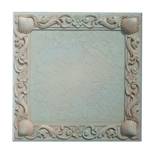 Trompe L'oeil Marine Life Shell Border 1 ID1190e タイル (正面)