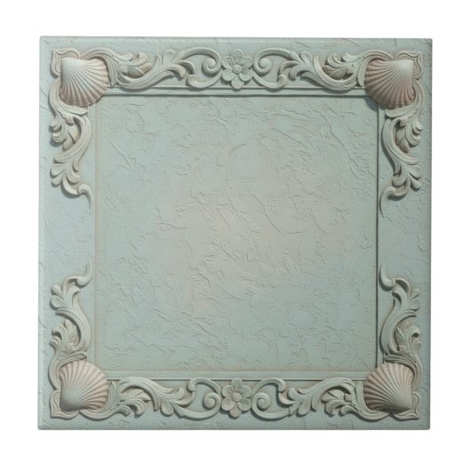 Trompe L'oeil Marine Life Shell Border 2 ID1190j タイル (正面)