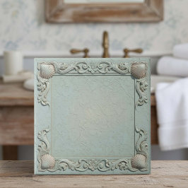 Trompe L'oeil Marine Life Shell Border 2 ID1190j タイル