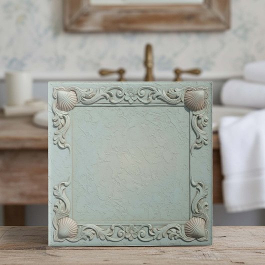 Trompe L'oeil Marine Life Shell Border 2 ID1190j タイル