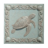 Trompe L'oeil Marine Life Turtle ID1190i タイル (正面)