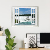 Trompe l'oeil Waterfall 滝の窓 デザインウォールステッカー ポスター (ホームオフィス)