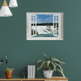 Trompe l'oeil Waterfall 滝の窓 デザインウォールステッカー ポスター
