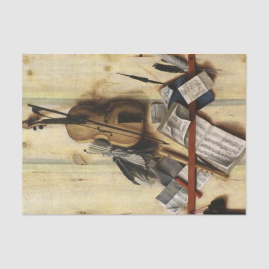 Trompe l'oeil with Violin, Music Book and Recorder 薄葉紙 (正面)