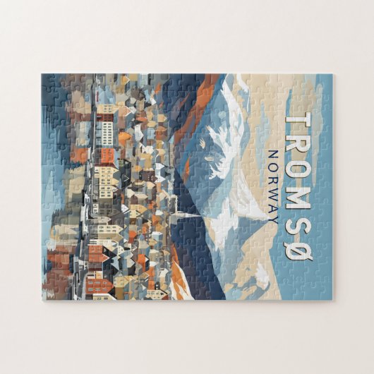 Tromsoノルウェー旅行アートヴィンテージ ジグソーパズル (横)