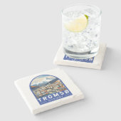 Tromsoノルウェー旅行アートヴィンテージ ストーンコースター (横)