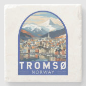 Tromsoノルウェー旅行アートヴィンテージ ストーンコースター (正面)