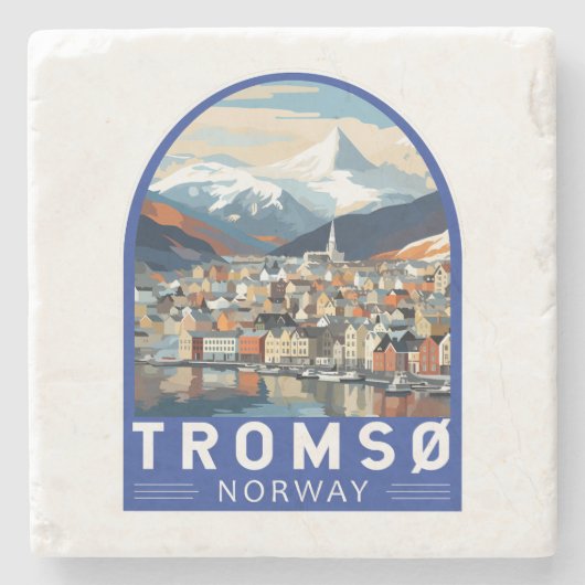 Tromsoノルウェー旅行アートヴィンテージ ストーンコースター (正面)
