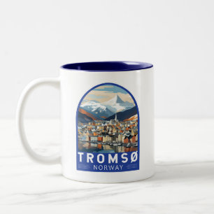 Tromsoノルウェー旅行アートヴィンテージ ツートーンマグカップ