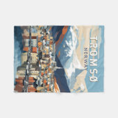 Tromsoノルウェー旅行アートヴィンテージ フリースブランケット (正面(横))