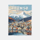 Tromsoノルウェー旅行アートヴィンテージ フリースブランケット (正面)