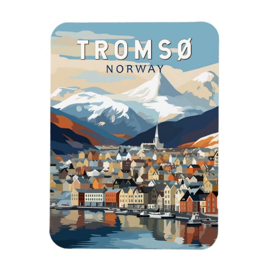 Tromsoノルウェー旅行アートヴィンテージ マグネット (縦)