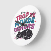 Trop de Monde Dehors – Black Cat ラウンド壁時計 (傾斜)