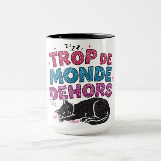 Trop de Monde Dehors – Black Cat Coffee Mug マグカップ (中央)