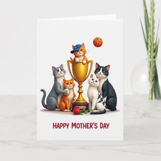 Trophy Cats Mothers Day Celebration Card カード (正面)