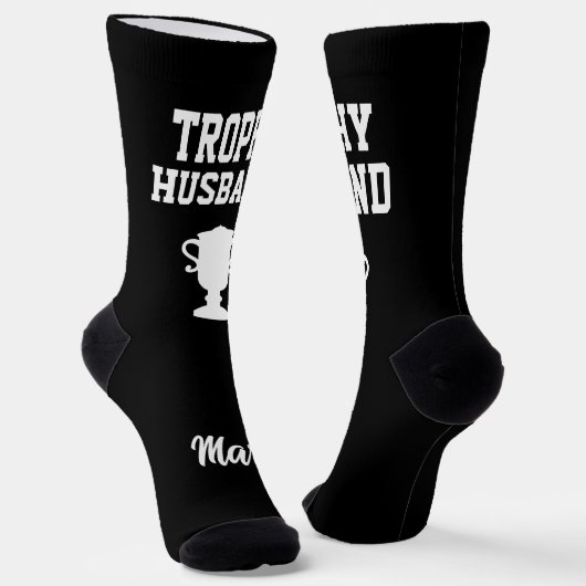 Trophy Husband gift socks with custom name ソックス (傾斜あり)