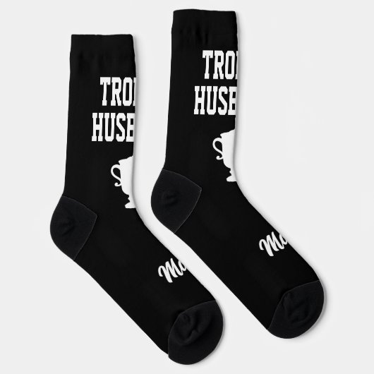 Trophy Husband gift socks with custom name ソックス (右)