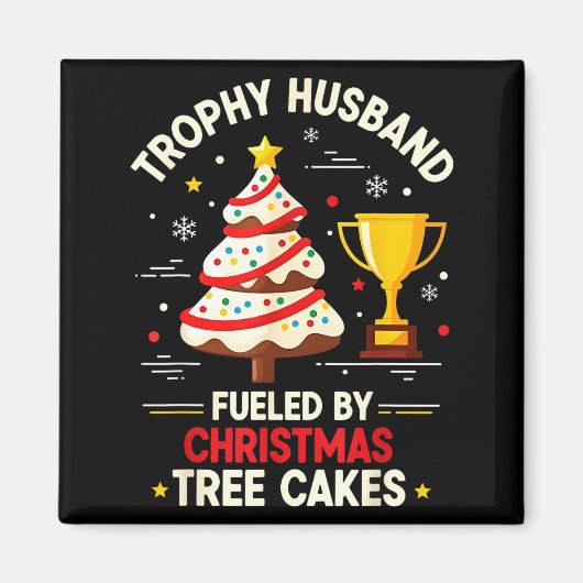 Trophy Retro Husband Fueled By Christmas Tree Cake マグネット (正面)