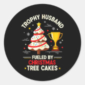 Trophy Retro Husband Fueled By Christmas Tree Cake ラウンドシール (正面)
